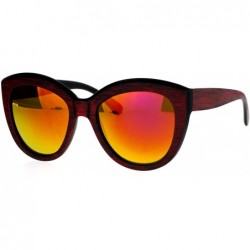 Butterfly Womens Wood Grain Thick Plastic Butterfly Sunglasses - Red - CA12ITP8AOB $12.08