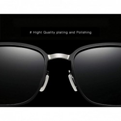 Square Polarized Sunglasses for Men Women-Classic Style- Metal Frame UV Protection 8080 - Mirrored - CR198XXX32H $10.14