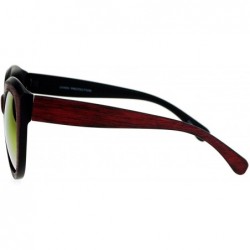 Butterfly Womens Wood Grain Thick Plastic Butterfly Sunglasses - Red - CA12ITP8AOB $12.08