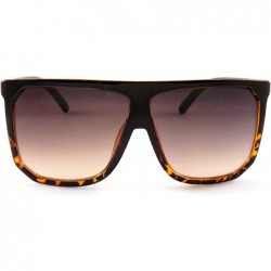 Square Unisex Oversize Flat Top Square Gradient flat Lens Sunglasses A017 - Black Brown/ Black Grandient - CZ185ELNHQM $23.64