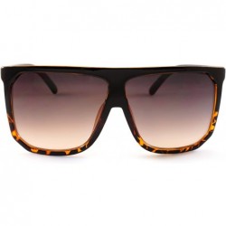 Square Unisex Oversize Flat Top Square Gradient flat Lens Sunglasses A017 - Black Brown/ Black Grandient - CZ185ELNHQM $12.94