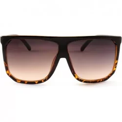 Square Unisex Oversize Flat Top Square Gradient flat Lens Sunglasses A017 - Black Brown/ Black Grandient - CZ185ELNHQM $21.11