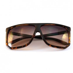 Square Unisex Oversize Flat Top Square Gradient flat Lens Sunglasses A017 - Black Brown/ Black Grandient - CZ185ELNHQM $12.94