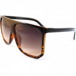 Square Unisex Oversize Flat Top Square Gradient flat Lens Sunglasses A017 - Black Brown/ Black Grandient - CZ185ELNHQM $12.94