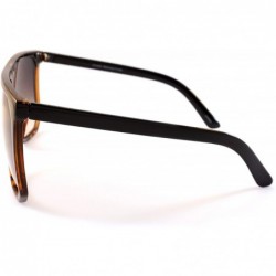 Square Unisex Oversize Flat Top Square Gradient flat Lens Sunglasses A017 - Black Brown/ Black Grandient - CZ185ELNHQM $12.94
