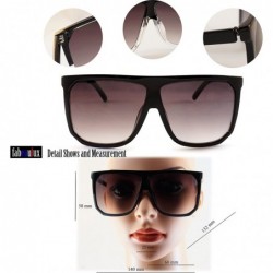 Square Unisex Oversize Flat Top Square Gradient flat Lens Sunglasses A017 - Black Brown/ Black Grandient - CZ185ELNHQM $12.94