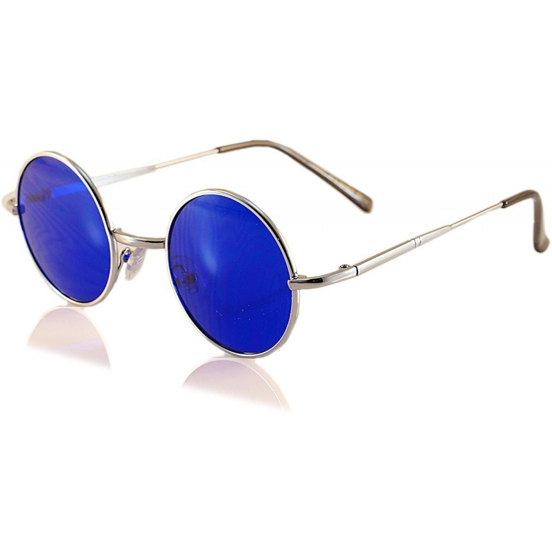 Round Indie Festival Small Hippie Round Deep Color Sunglasses A062 - Blue - CM18902A423 $11.59