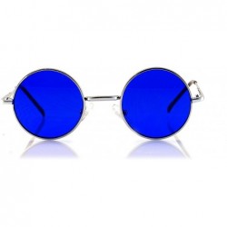 Round Indie Festival Small Hippie Round Deep Color Sunglasses A062 - Blue - CM18902A423 $11.59