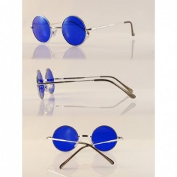 Round Indie Festival Small Hippie Round Deep Color Sunglasses A062 - Blue - CM18902A423 $11.59