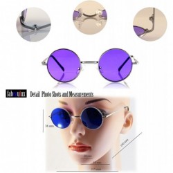 Round Indie Festival Small Hippie Round Deep Color Sunglasses A062 - Blue - CM18902A423 $11.59