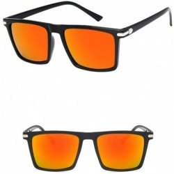 Rectangular Unisex Sunglasses Fashion Bright Black Grey Drive Holiday Rectangle Non-Polarized UV400 - Bright Black Red - CO18...