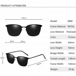 Square Polarized Sunglasses for Men Women-Classic Style- Metal Frame UV Protection 8080 - Mirrored - CR198XXX32H $10.14