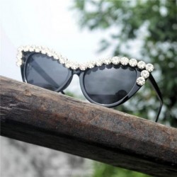 Cat Eye Bling Sunglasses Crystal Rhinestone Shades Retro Half Rim Women Cat Eyewear - Black - CU18TT7O8T2 $11.68