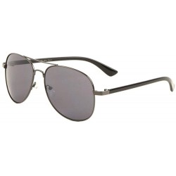 Aviator Round Thin Frame Classic Plastic Temple Aviator Sunglasses - Black - C7197WSZZUY $26.55