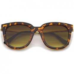 Cat Eye Modern Horn Rimmed Metal Temple Square Flat Lens Cat Eye Sunglasses 54mm - Tortoise-gold / Amber - CF12O2NEQ6H $10.62