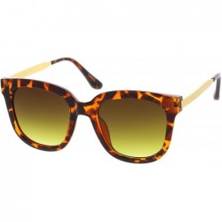 Cat Eye Modern Horn Rimmed Metal Temple Square Flat Lens Cat Eye Sunglasses 54mm - Tortoise-gold / Amber - CF12O2NEQ6H $10.62