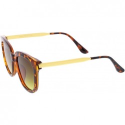 Cat Eye Modern Horn Rimmed Metal Temple Square Flat Lens Cat Eye Sunglasses 54mm - Tortoise-gold / Amber - CF12O2NEQ6H $10.62