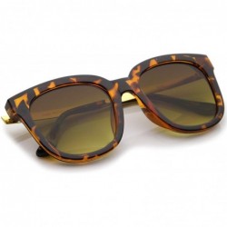 Cat Eye Modern Horn Rimmed Metal Temple Square Flat Lens Cat Eye Sunglasses 54mm - Tortoise-gold / Amber - CF12O2NEQ6H $10.62