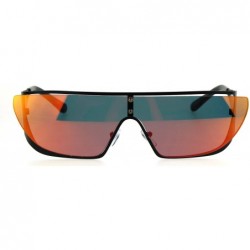 Shield Shield Gothic Robotic Funky Disco Metal Rim Color Mirror Sunglasses - Orange - CZ185KMIKZ5 $7.44