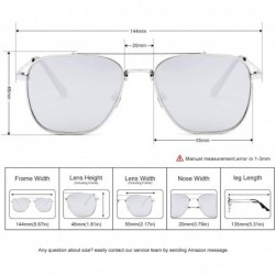 Square Square Aviator Polarized Sunglasses for Men Women Fashion Laminated Mirrored Retro Sun Glasses - Laminated Silver - C4...
