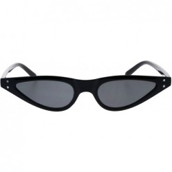 Oval Trendy Skinny Sunglasses Womens Small Flat Cateye Oval Frame UV 400 - Black - C118H3SXY5X $8.37