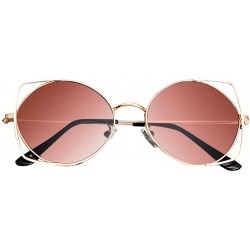 Rimless Cat Eye Fashion Metal Frame Sunglasses for Women - Vintage Retro Mirrored Flat Lenses Polarized Sunglasses - CN196O27...