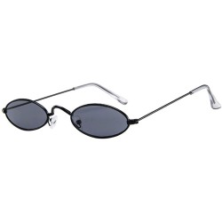 Oval Fashion Mens Womens Retro Small Oval Sunglasses Metal Frame Shades Eyewear - A - CS193XHZWNQ $17.15