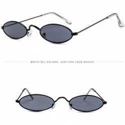 Oval Fashion Mens Womens Retro Small Oval Sunglasses Metal Frame Shades Eyewear - A - CS193XHZWNQ $10.20