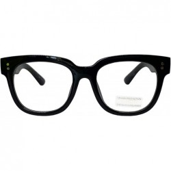 Square Retro Nerd Geek Oversized Eye Glasses Horn Rim Framed Clear Lens Spectacles - Black 21410 - CR195DTY3S5 $24.35