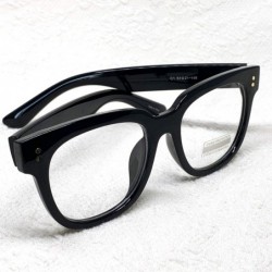 Square Retro Nerd Geek Oversized Eye Glasses Horn Rim Framed Clear Lens Spectacles - Black 21410 - CR195DTY3S5 $11.19