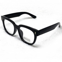 Square Retro Nerd Geek Oversized Eye Glasses Horn Rim Framed Clear Lens Spectacles - Black 21410 - CR195DTY3S5 $11.19