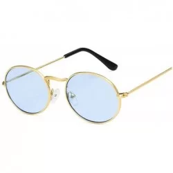 Square Retro Oval Sunglasses Women Luxury Er Vintage Small Black Red Yellow Shades Sun Glasses FeOculos UV400 - Goldblue - CA...