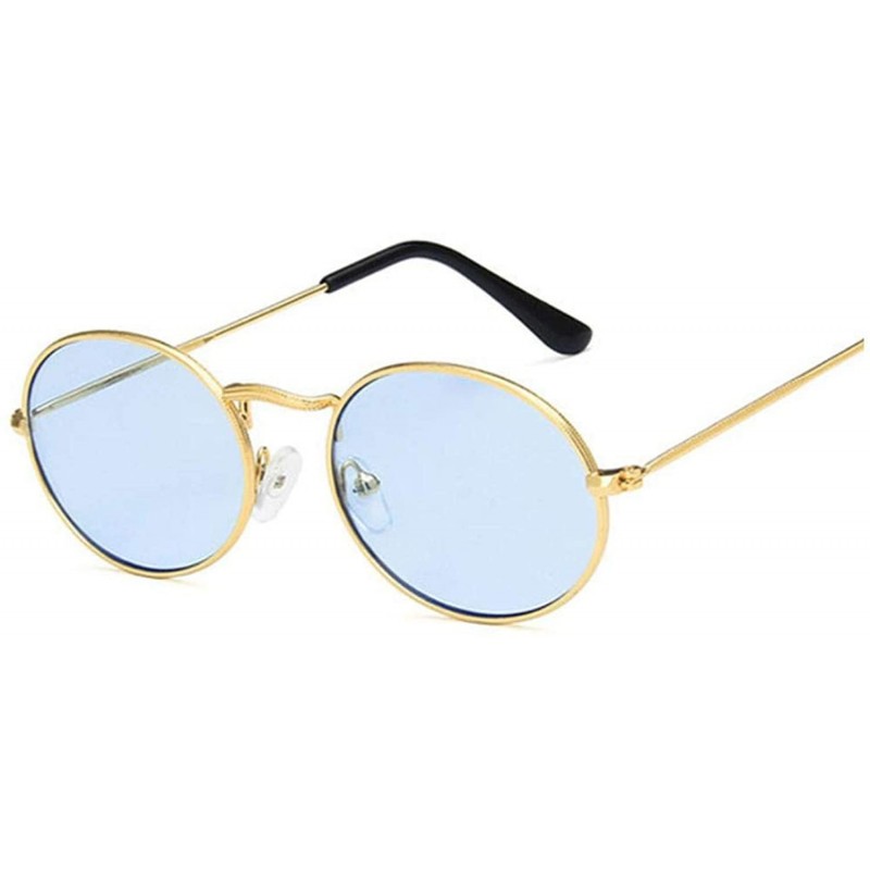 Square Retro Oval Sunglasses Women Luxury Er Vintage Small Black Red Yellow Shades Sun Glasses FeOculos UV400 - Goldblue - CA...