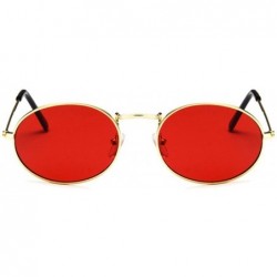 Square Retro Oval Sunglasses Women Luxury Er Vintage Small Black Red Yellow Shades Sun Glasses FeOculos UV400 - Goldblue - CA...