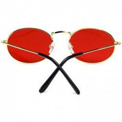 Square Retro Oval Sunglasses Women Luxury Er Vintage Small Black Red Yellow Shades Sun Glasses FeOculos UV400 - Goldblue - CA...