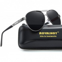 Aviator Polarized Aviator Retro Sunglasses for Men Driving Fishing UV Protection Vintage Style - Grey - CT18YG82AD5 $12.27