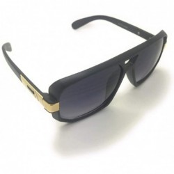 Square Classic Square Frame Plastic Flat Top Black Aviator Sunglasses UV400 - Matte Black - C718T5ETK49 $18.43