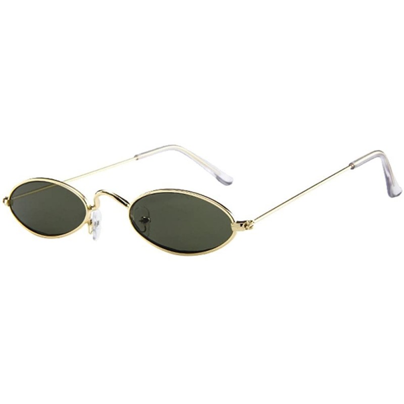 Aviator Fashion Mens Womens Retro Small Oval Sunglasses Metal Frame Shades Eyewear - F - C618N0C6GGK $8.07