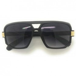 Square Classic Square Frame Plastic Flat Top Black Aviator Sunglasses UV400 - Matte Black - C718T5ETK49 $11.11