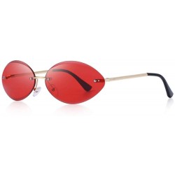 Oval DESIGN Women Rimless Oval Sunglasses Gradient Lens UV400 Protection C02 Blue - C06 Red - CX18YNDE2KI $16.61