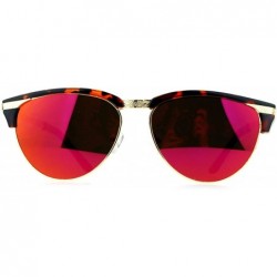 Cat Eye Victorian Art Deco Engraving Trim Half Rim Cat Eye Sunglasses - Tortoise Fuchsia - CK12MX01FGO $12.95