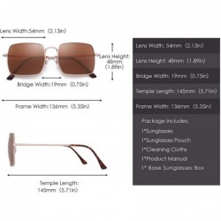 Square Oversized Square Polarized Sunglasses Metal Frame for Men and Women - Gold Frame / Polarized Brown Lens - CY1902T7TNU ...