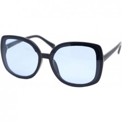 Square Designer Style Sunglasses Womens Chic Square Frame Shades UV 400 - Navy (Blue) - CK1963SHREM $13.02