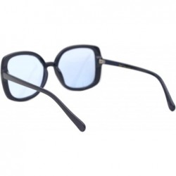 Square Designer Style Sunglasses Womens Chic Square Frame Shades UV 400 - Navy (Blue) - CK1963SHREM $13.02