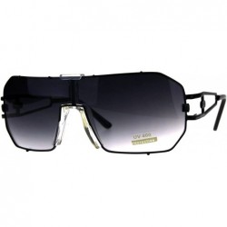 Rectangular Mens Designer Fashion Sunglasses Rectangular Shield Metal Frame UV 400 - Black (Smoke) - CD18H0N4SUZ $19.97