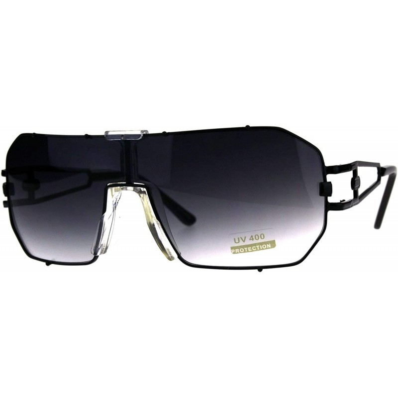 Rectangular Mens Designer Fashion Sunglasses Rectangular Shield Metal Frame UV 400 - Black (Smoke) - CD18H0N4SUZ $12.95