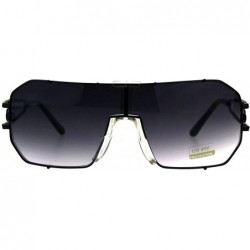 Rectangular Mens Designer Fashion Sunglasses Rectangular Shield Metal Frame UV 400 - Black (Smoke) - CD18H0N4SUZ $12.95