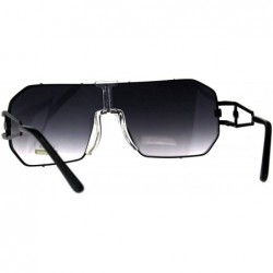 Rectangular Mens Designer Fashion Sunglasses Rectangular Shield Metal Frame UV 400 - Black (Smoke) - CD18H0N4SUZ $12.95