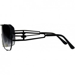 Rectangular Mens Designer Fashion Sunglasses Rectangular Shield Metal Frame UV 400 - Black (Smoke) - CD18H0N4SUZ $12.95