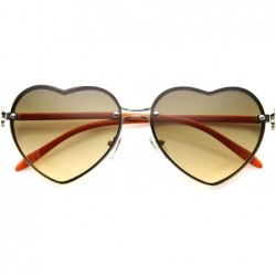 Oversized Women's Rimless Frame Flower Accent Heart Shape Oversize Sunglasses 62mm - Orange / Smoke Gradient - C012IGK45JT $8.10